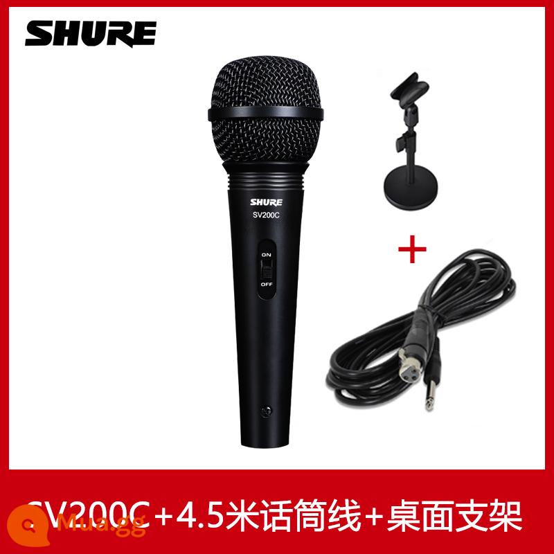 Shure/Shure SV100 SV200 micro cầm tay có dây cuộn dây động tại nhà hát trực tiếp bài hát K biểu diễn sân khấu ngoài trời người dẫn chương trình cuộc họp chơi guitar và hát Micro hát karaoke KTV - Chân đế để bàn SV200C+