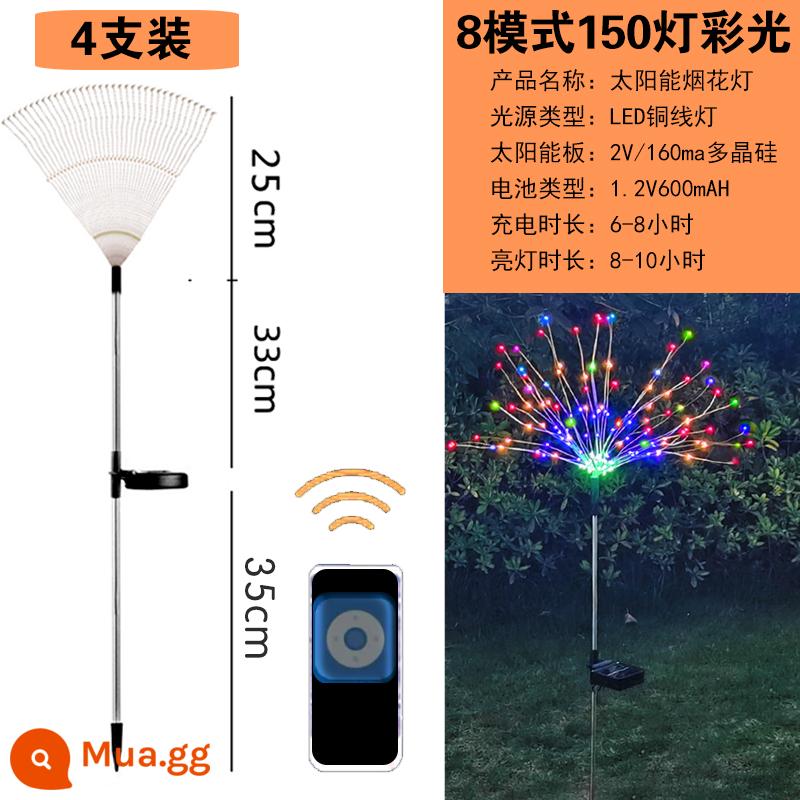 LED Pháo năng lượng mặt trời Đèn ngoài trời vườn vườn Lenuel Lantern Dandelion Trang trí Đèn lồng Trang trí Quốc gia - Điều khiển từ xa nâng cấp 8 chức năng 150 đèn [4 chiếc] đèn màu