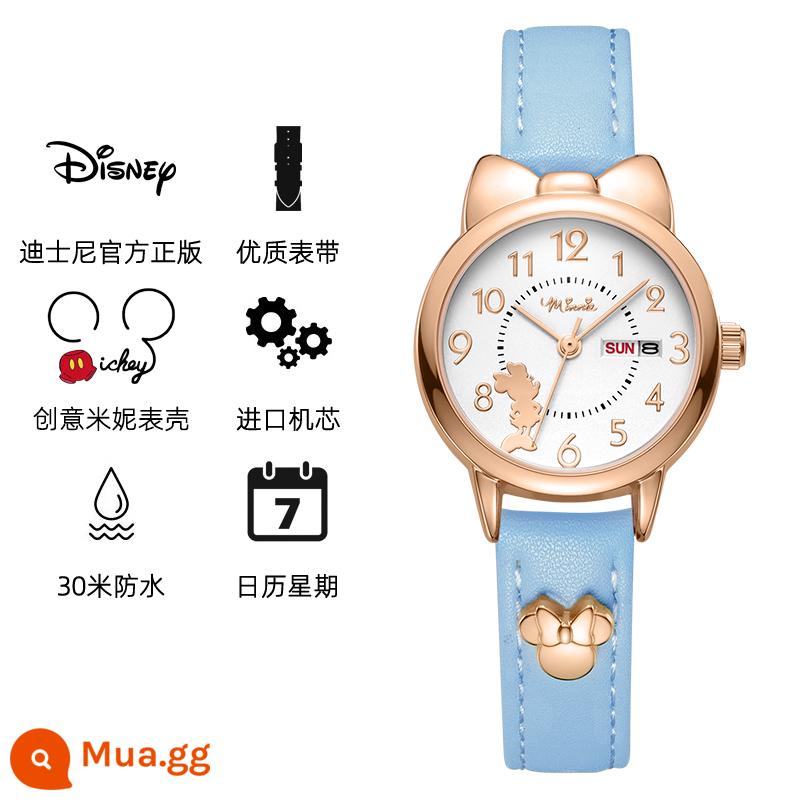 Đồng hồ Disney nữ học sinh cấp 2 2022 cô gái mới học sinh tiểu học đồng hồ điện tử chống nước nữ trung học cơ sở - Màu xanh muối biển [Lịch ngày trong tuần]