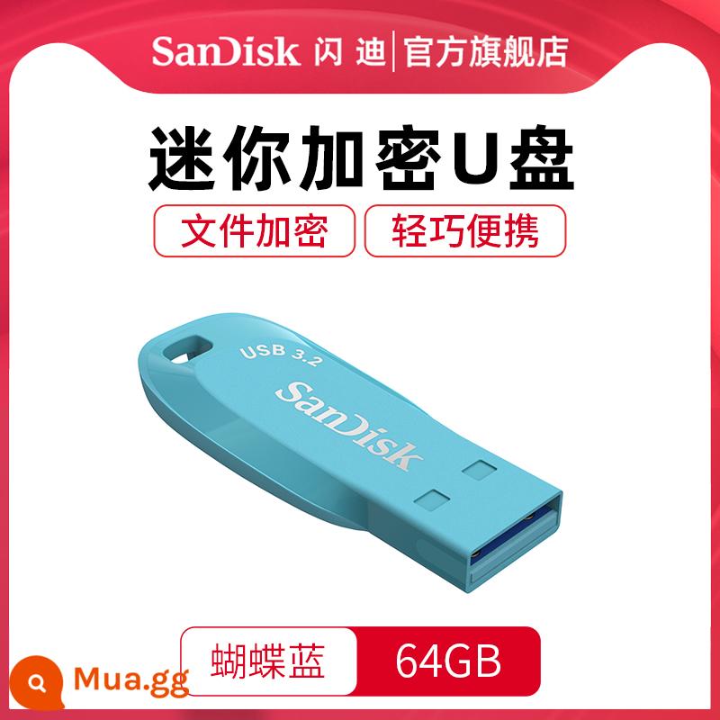 SanDisk U disk 128g dung lượng lớn được mã hóa tốc độ cao USB3.0 máy tính ổ đĩa flash USB 64g cửa hàng chính thức hàng đầu 32g xác thực - Màu xanh bướm 64GB