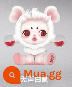 POPMART Bubble Mart chính hãng SKULPANDA loạt thú ăn thịt trong mơ đồ chơi mô hình hộp mù thế hệ sp7 - Chuột trắng im lặng-Mở hộp nhưng không đóng bao