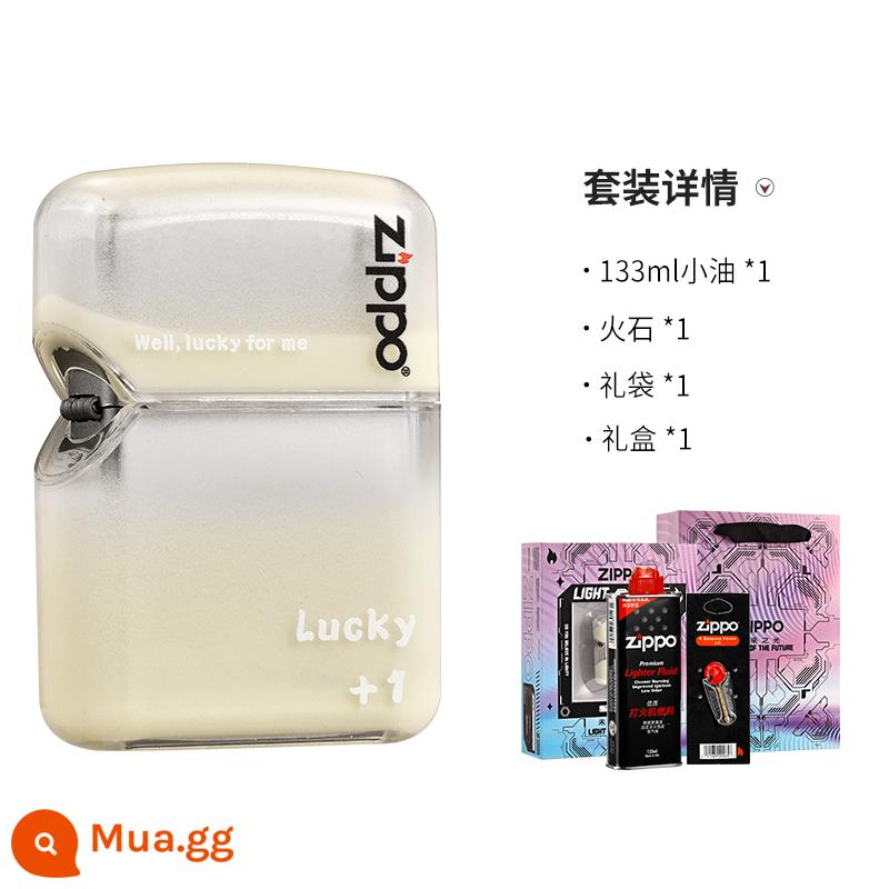 Bật lửa zippo cát lún sáng tạo vỏ acrylic trong suốt bật lửa dầu hỏa gửi tặng bạn trai - Cát lún đêm trắng [Bộ hộp quà]