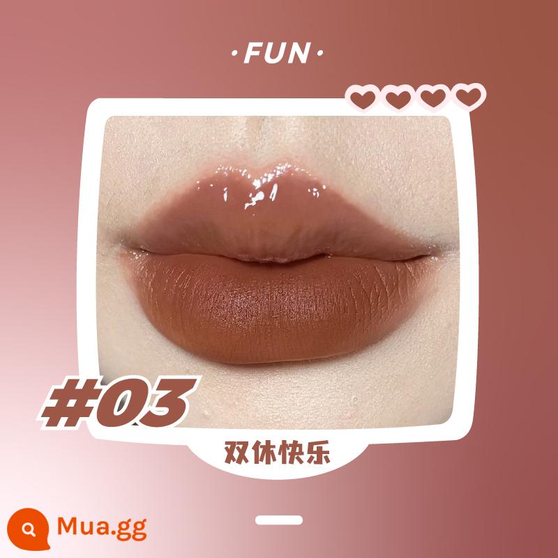 LEEMEMBER Li Meng Black Feather Solid Lip Gloss BL05 Hai đầu Lip Glaze Lipstick Deep Lip Primer Lip Mud nb01 - Off-white FUN03 cuối tuần vui vẻ nhé