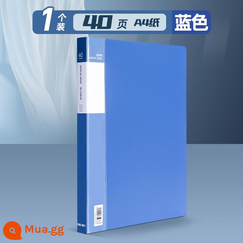 Sách thông tin Deli a4 chèn 100 trang dung lượng lớn nhiều lớp sinh viên đa chức năng thư mục phân trang 60 trang chèn trong suốt lưu trữ tạo tác giấy kiểm tra kẹp sách lưu trữ giấy thư mục thông tin a4 - [Dày 40 trang] 1 cuốn - chứa được 80 tờ