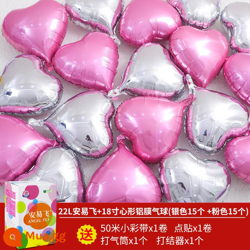 Anyfei Family Bar Bar chai Balloon Balloon Blood Blood Chơi đám cưới đám cưới Nhà cưới Nhà hình thành sinh nhật Trang trí đám cưới - 22L50B An Yifei + Bột bạc hình trái tim 18 inch, tổng cộng 30 miếng (bộ 5 miếng miễn phí)