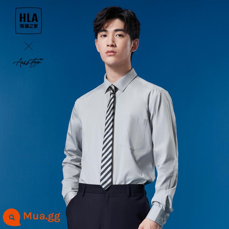 HLA/Nhà Heilan Áo sơ mi cổ vuông mỏng công sở dài tay nam màu trắng thanh niên đơn giản màu trơn - Phong cách đi lại-màu xám vừa 20