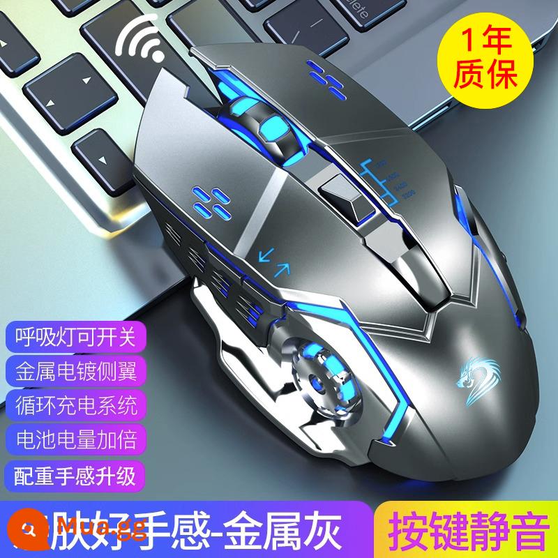 Chuột không dây sạc không giới hạn cơ máy tính xách tay gaming điện thoại di động máy tính bảng ipad Bluetooth chuyên dụng Lenovo Xiaomi im lặng girl hồng mac không tắt tiếng - Space Gray - Cảm giác mạ điện (Im lặng - Đang sạc - Phiên bản nâng cấp) [Khuyến nghị bán chạy]