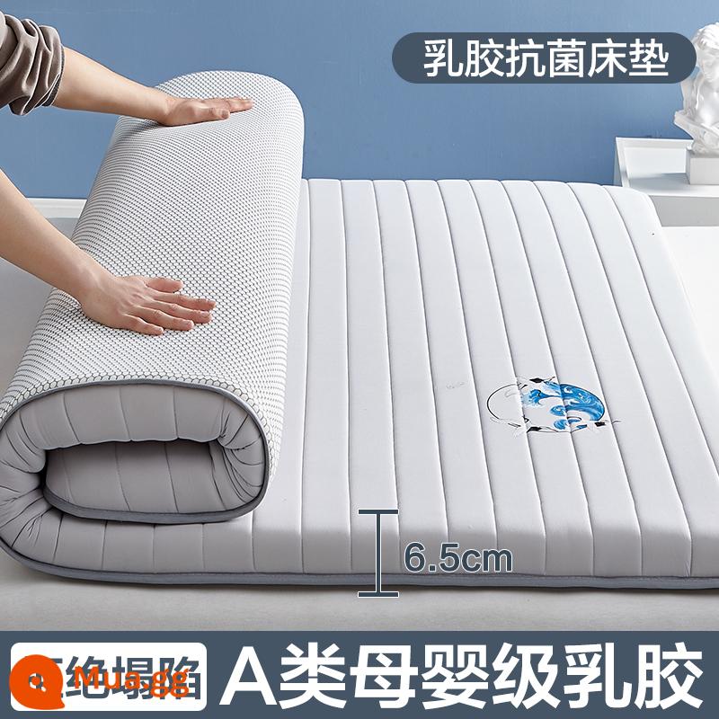 Nệm cao su đệm nhà tatami mat chăn dày ký túc xá sinh viên đơn miếng bọt biển cho thuê đặc biệt mat chăn - (Độ dày: khoảng 6.5cm) Đường thẳng màu xám ngọc trai [Áo công nghiệp được trang bị 5 lớp mủ siêu dày + Vải kháng khuẩn, chống mạt loại A]