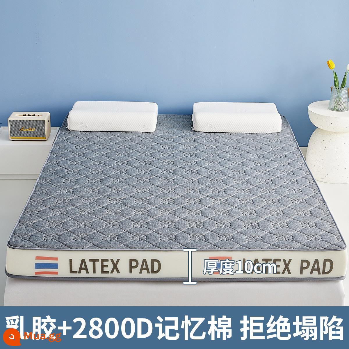 Nệm cao su đệm nhà tatami mat chăn dày ký túc xá sinh viên đơn miếng bọt biển cho thuê đặc biệt mat chăn - (Độ dày khoảng 10cm) Xám cỏ ba chiều [Áo công nghiệp 6 lớp mủ siêu dày + Vải kháng khuẩn, chống mạt loại A]