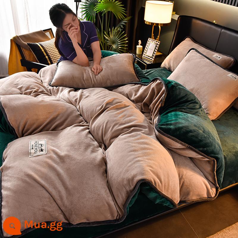 Nhung san hô sữa nhung vỏ chăn đơn mảnh mùa đông chăn dày ký túc xá đơn 150x200x230 vỏ chăn Plus nhung - Mika xanh đậm [cộng với nhung và dày dặn, không tĩnh điện và không xơ vải]