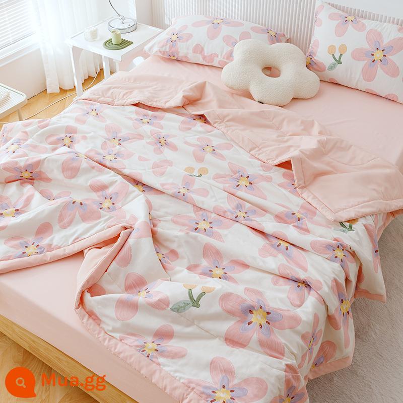 Chăn bông mùa hè chăn điều hòa không khí chăn mùa hè 100% cotton nguyên chất chăn mỏng đơn mùa xuân và mùa thu lõi chăn chăn bông có thể giặt bằng máy - Bột hoa đầy màu sắc [100% cotton, có thể giặt bằng máy]