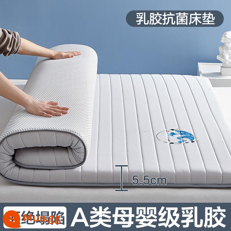 Nệm cao su đệm nhà tatami mat chăn dày ký túc xá sinh viên đơn miếng bọt biển cho thuê đặc biệt mat chăn - (Độ dày: khoảng 5.5cm) Đường thẳng màu xám ngọc trai [Áo công nghiệp được trang bị 5 lớp mủ siêu dày + Vải kháng khuẩn, chống mạt loại A]