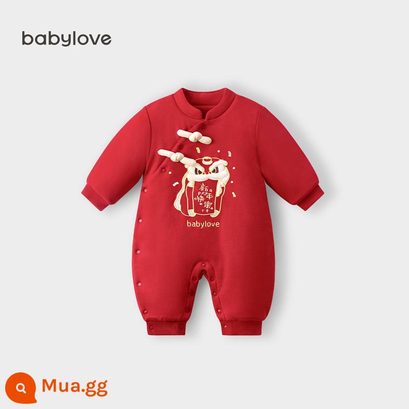 babylove bé jumpsuit lễ hội năm mới quần áo mùa đông chần bông dày quần áo bé năm của con rồng màu đỏ lời chào năm mới quần áo - Sư tử dễ thương đón xuân