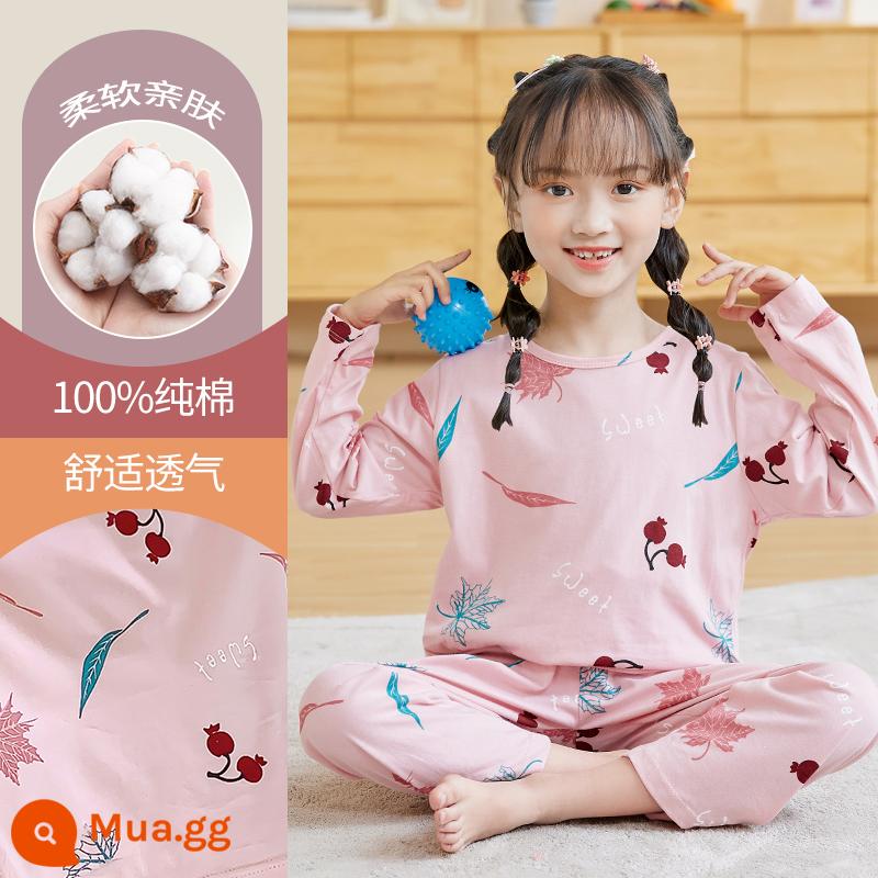 Bộ đồ ngủ trẻ em bé gái cotton nguyên chất mùa xuân và mùa thu 2023 quần áo mùa thu dài tay quần vệ sinh phù hợp với trẻ lớn quần áo mặc nhà mùa đông bé gái - DNY107 ra đi #2K