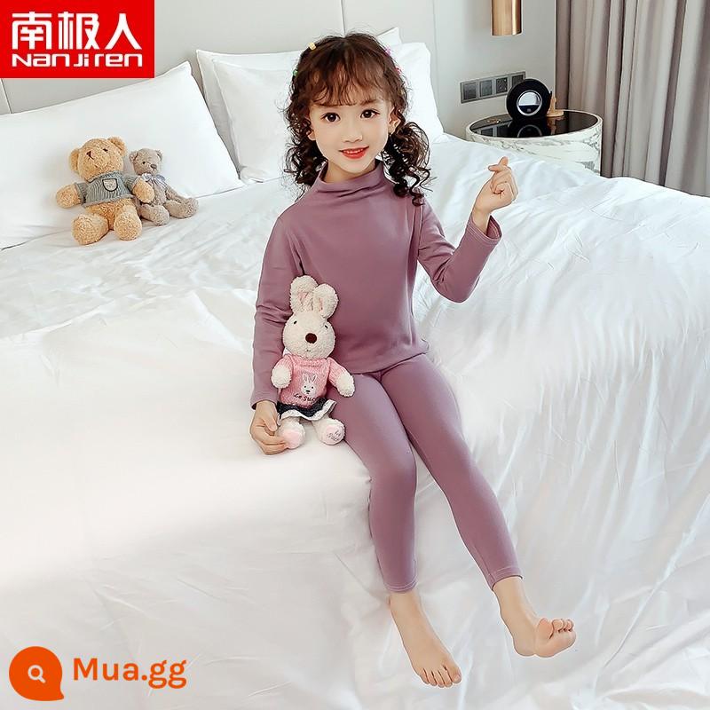 Bộ đồ ngủ bé gái mùa thu đông cotton nguyên chất quần áo dài mặc ở nhà cho trẻ em trung niên trở lên phù hợp với bé gái mùa thu quần áo mùa thu quần vệ sinh - DNY169 tím #2K