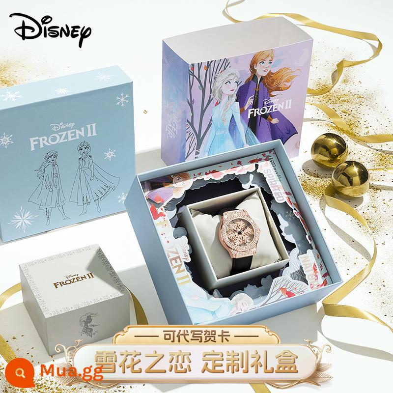 DISNEY Disney Nữ Thần Tuyết Time to Run Gypsophila Star Đồng Hồ Nữ Sinh Viên Light Sang Trọng Thương Hiệu Nổi Tiếng Đồng Hồ Nữ - Hộp quà tình yêu bầu trời đêm đen-bông tuyết