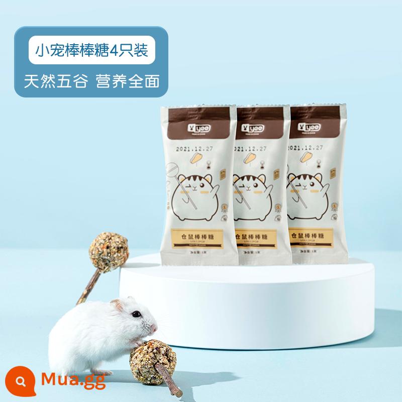 Hamster răng hàm dính thức ăn gấu trúc vàng chinchilla ăn được răng hàm snack đồ chơi thỏ tre ngọt apple nhánh cung cấp - Gói 4 kẹo mút - tặng kèm 50g cành táo