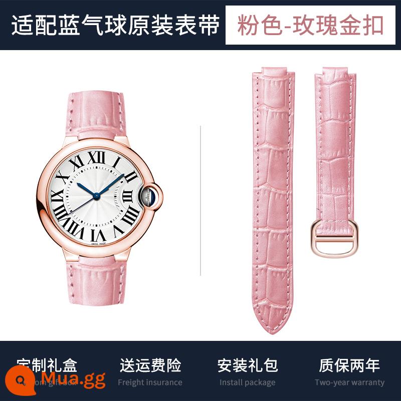 Thích hợp cho Cartier xanh bóng dây da họa tiết cá sấu dây cartie xe tăng phụ kiện nam nữ dây đồng hồ - [Hồng] Khóa vàng hồng★Tặng kèm bảo hiểm vận chuyển + dụng cụ tháo lắp + bảo hành 2 năm