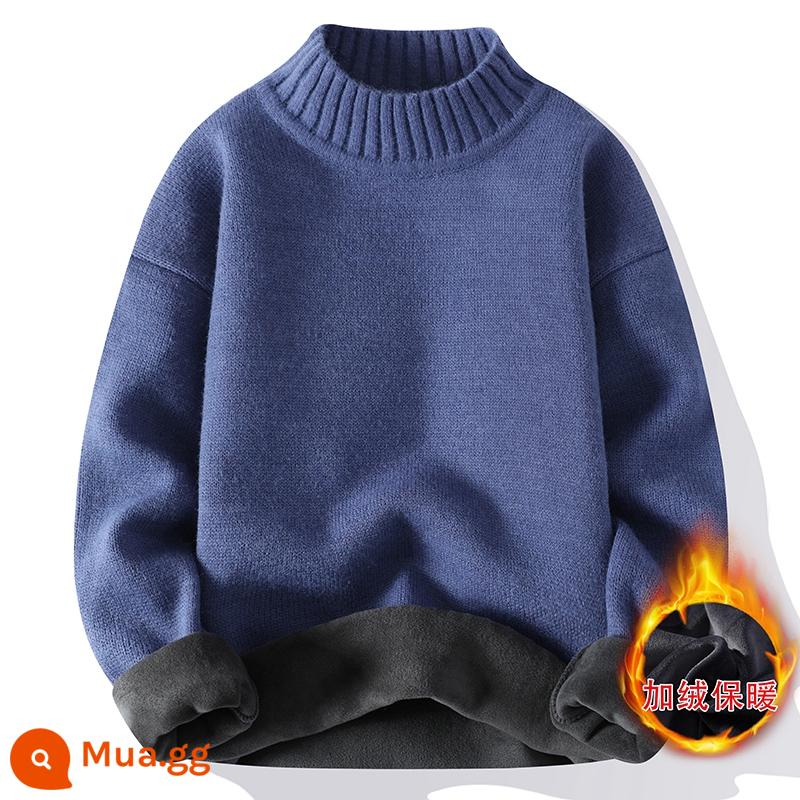 Áo Len Cashmere Cao Cổ Đen Áo Len Nam Mùa Đông Sang Trọng Dày Dặn Thu Đông Áo Len Đáy Áo Len Mùa Đông Dệt Kim - 5201 xanh [áo nửa cổ]