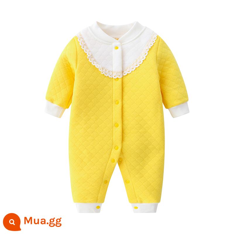 Áo Liền Quần Cho Bé Thu Đông Dày Chần Bông Mùa Xuân Cotton Nguyên Chất Bộ Đồ Ngủ Ấm Áp Nam Nữ Quần Áo Liền Quần Dài Tay Dễ Thương - Ấm áp-Trái tim vàng B