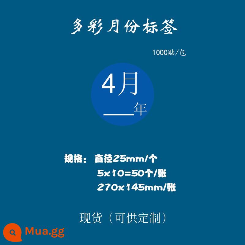 Giấy nhãn 1-12 tháng nhãn phân loại hàng quý vào trước ra trước in nhãn dán màu hình tròn tùy chỉnh tự dính - Vòng tháng 4 25mm=1000 nhãn dán