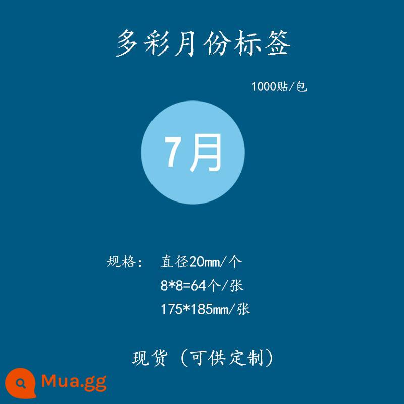 Giấy nhãn 1-12 tháng nhãn phân loại hàng quý vào trước ra trước in nhãn dán màu hình tròn tùy chỉnh tự dính - Tháng 7 - 2 cm = 1000 nhãn dán