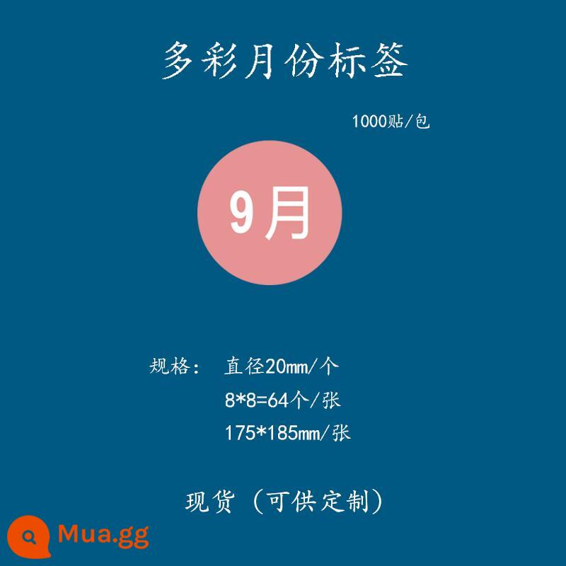 Giấy nhãn 1-12 tháng nhãn phân loại hàng quý vào trước ra trước in nhãn dán màu hình tròn tùy chỉnh tự dính - Tháng 9 - 2 cm = 1000 nhãn dán