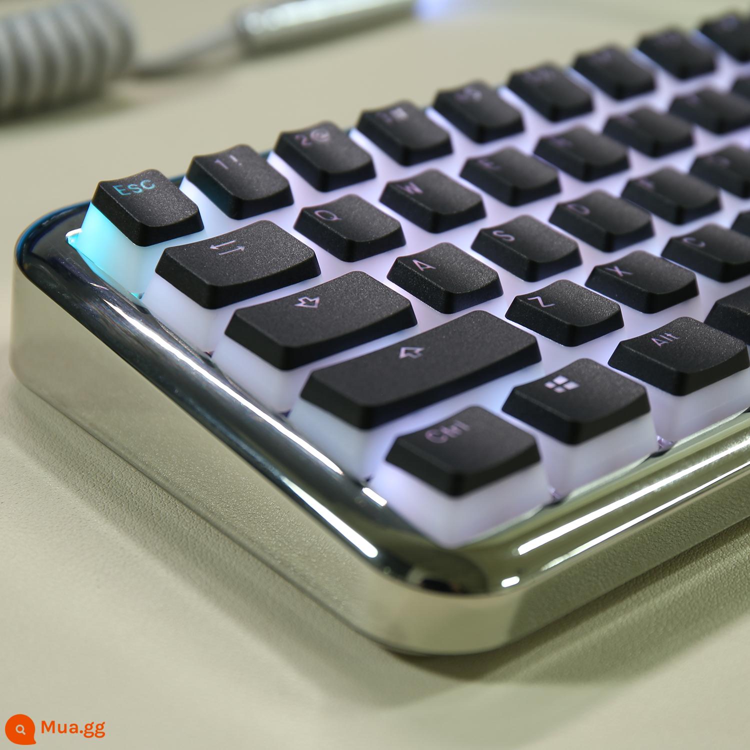 Phiên bản mới của keycap truyền ánh sáng bánh pudding sữa hai lớp đã đóng cổng PBT hai màu không nước OEM 61/68/84/87/104, v.v. - Đen [phiên bản nâng cấp] 117 miếng trong túi 61/68/84/87/104