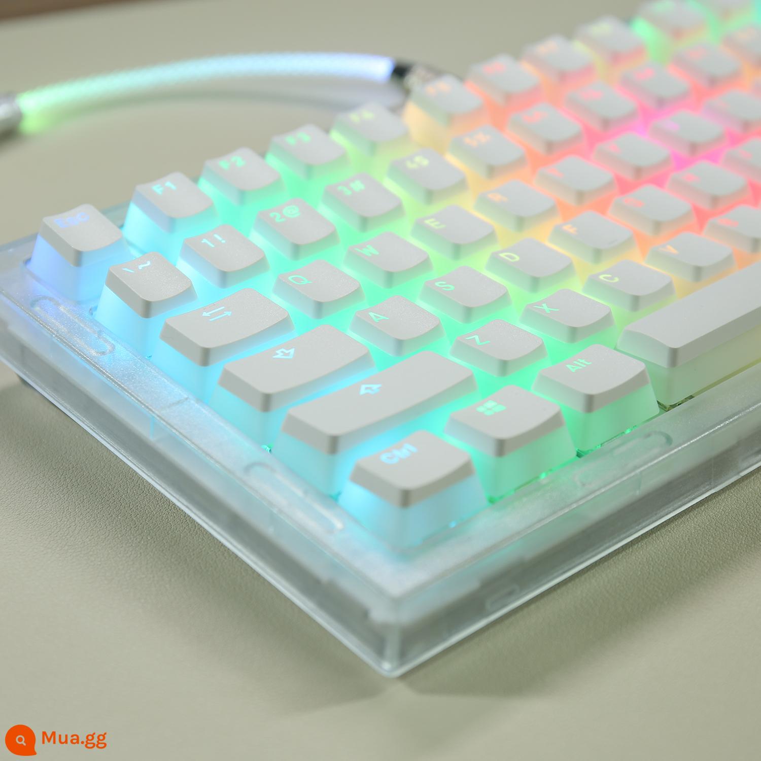 Phiên bản mới của keycap truyền ánh sáng bánh pudding sữa hai lớp đã đóng cổng PBT hai màu không nước OEM 61/68/84/87/104, v.v. - Trắng [phiên bản nâng cấp] 117 miếng trong túi 61/68/84/87/104