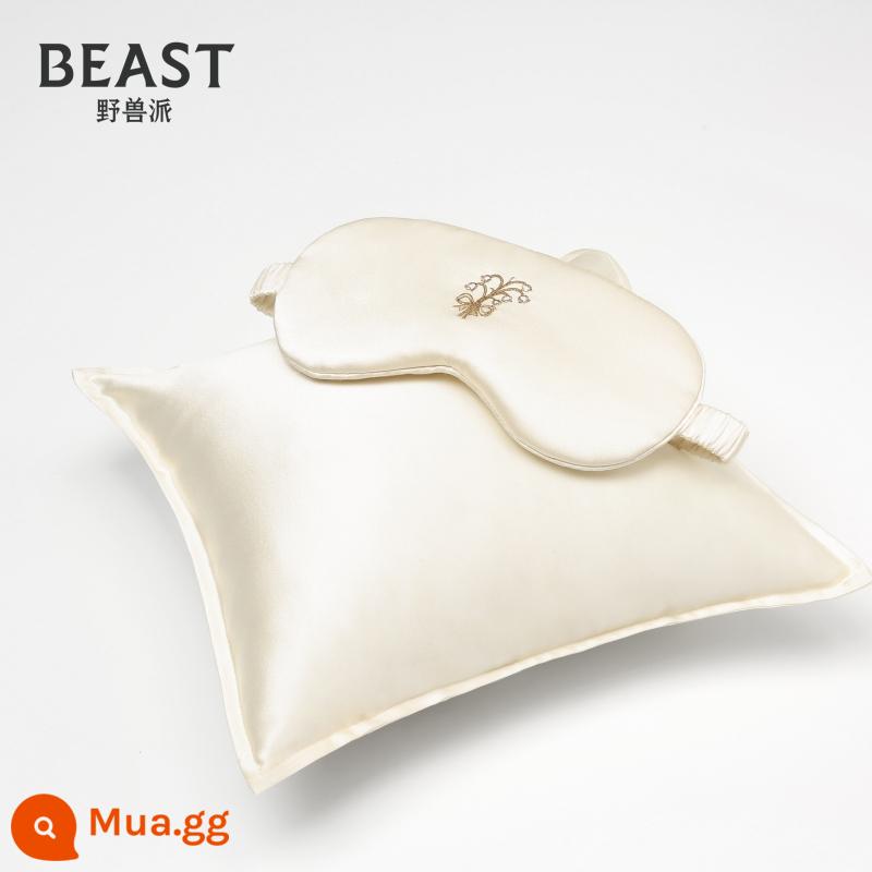 THEBEAST Travel Little Lily of the Valley Silk Travel Set Mặt nạ mắt lụa Quà lưu niệm sinh nhật - Bộ đồ du lịch màu trắng ( bịt mắt + gối thắt lưng)