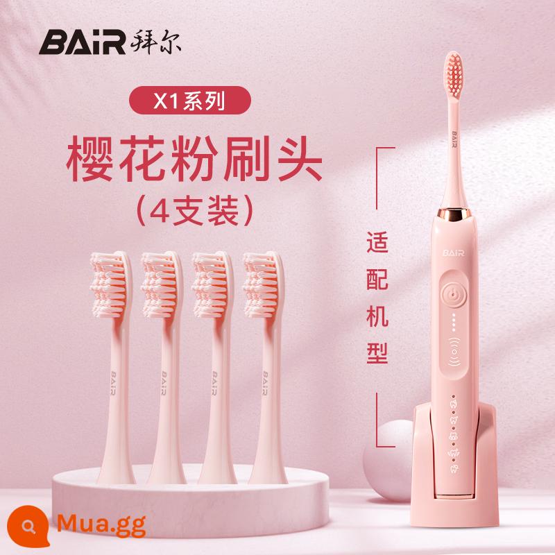 Đầu bàn chải đánh răng điện Bayer đầu bàn chải thay thế đa năng chính hãng 4 gói phù hợp cho X1/X5/X9/X12 không phải của Bayer - Đầu cọ tiêu chuẩn dòng X1 (hồng Sakura)