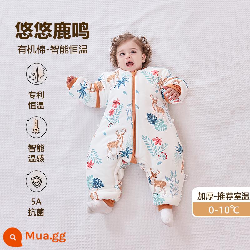 Túi ngủ cho bé Little Magic Arrow mùa xuân, mùa thu và mùa đông nhiệt độ không đổi bốn mùa phổ thông dành cho trẻ em Túi ngủ xẻ chân bằng vải cotton nguyên chất chống đá cho trẻ em - Cảm biến nhiệt độ có thể nhìn thấy [mô hình nhiệt độ không đổi] dày lên mà không cần đệm chân Yoyo Luming (0-10oC)