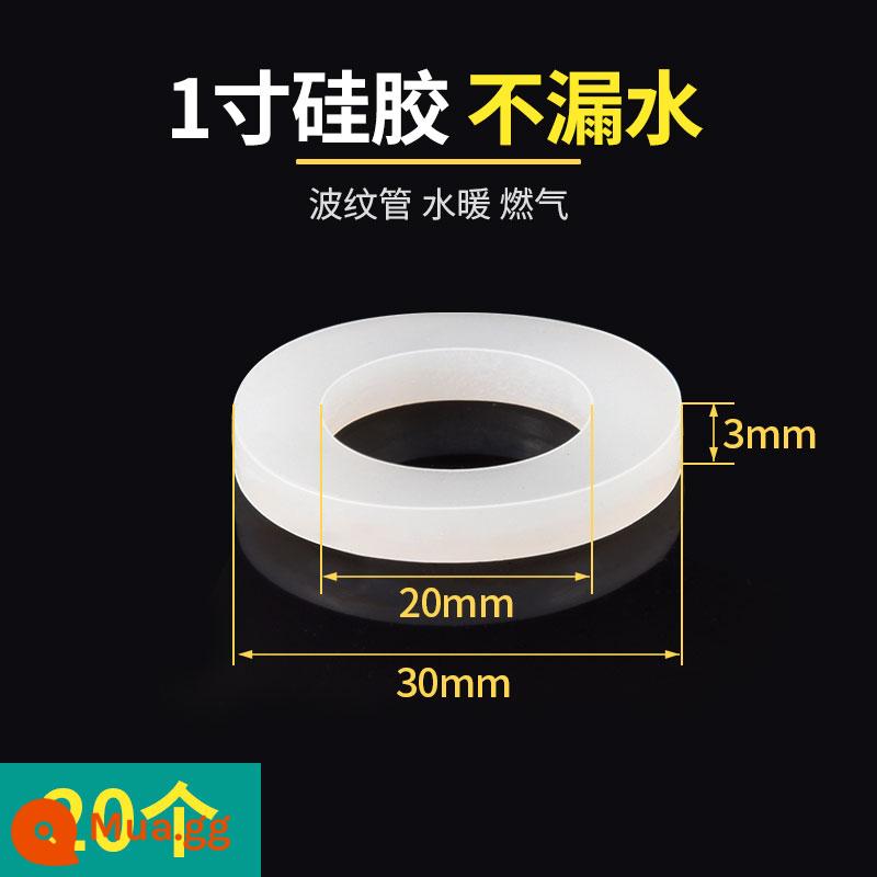 4 điểm 6 điểm silicone cao su niêm phong vòng máy nước nóng ống đệm ống thổi máy giặt vòi hoa sen ống nước cong nhựa pad - Silicon trắng 1 inch (gói 20)