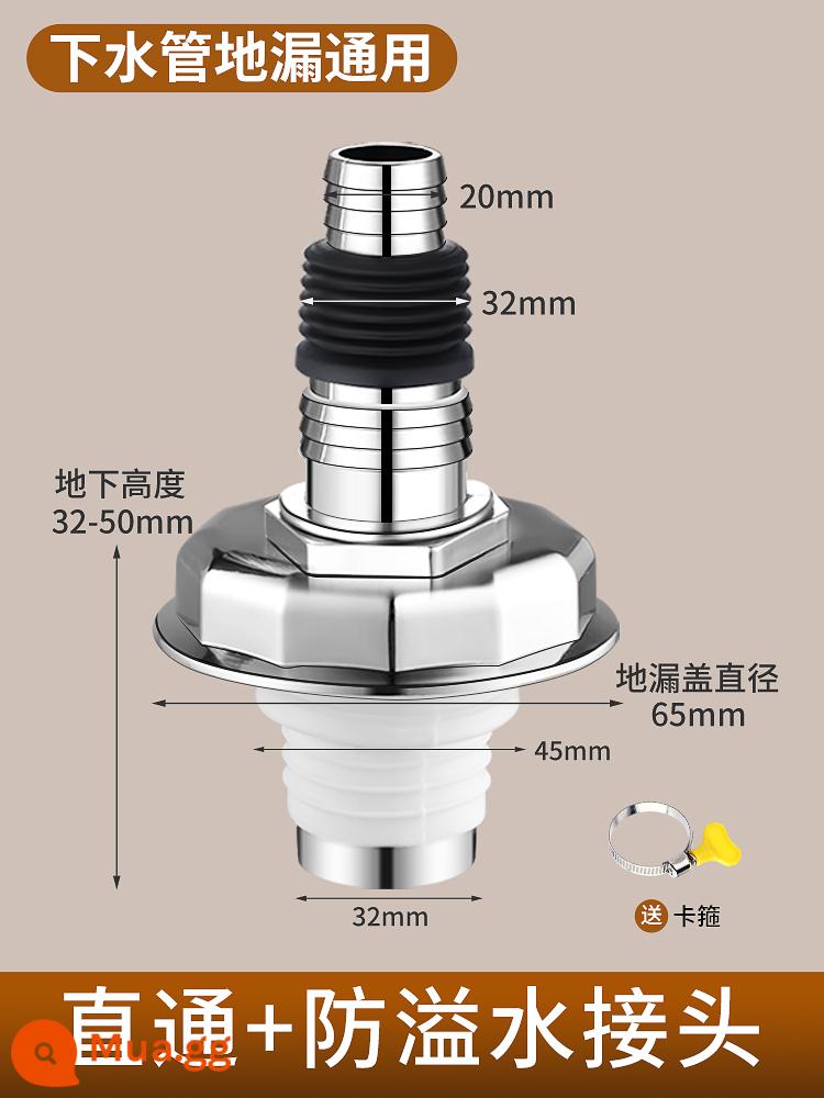 Ống thoát nước ba chiều, khớp thoát nước sàn máy giặt, ống thoát nước phân phối nước ba chiều, chuyển hướng cống, một đến hai - Đi thẳng qua [chống tràn] chống côn trùng và chống mùi, kẹp miễn phí