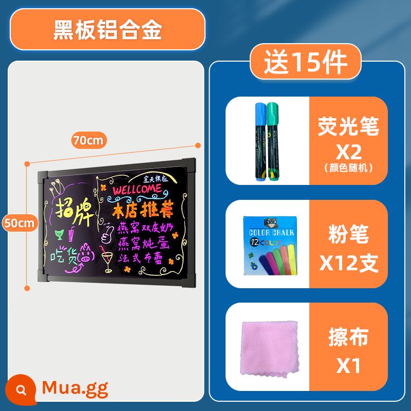 Bảng đen biển quảng cáo gian hàng bảng huỳnh quang cửa hàng bảng đen nhỏ với khung thẻ hiển thị loại bảng viết tay phát sáng thương mại - Bảng đen hợp kim nhôm treo 50*70 (không dạ quang)