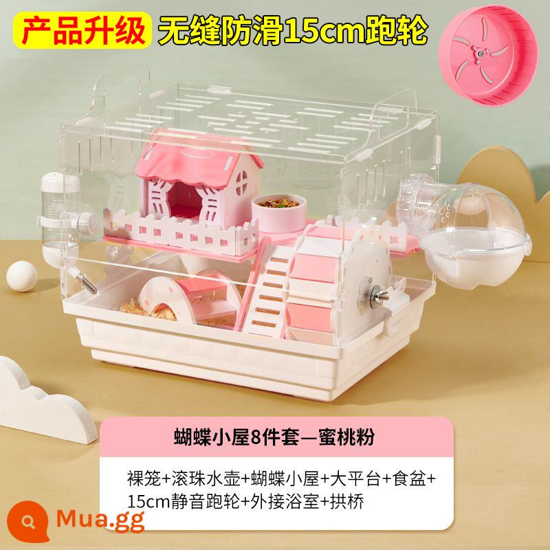 Lồng Hamster lồng gấu vàng đặc biệt biệt thự lớn giá rẻ hộp nhân giống acrylic 2 lớp cung cấp trọn bộ - [Ưu đãi đặc biệt mới] Bộ 8 món Nhà bướm lồng Hamster Hồng đào