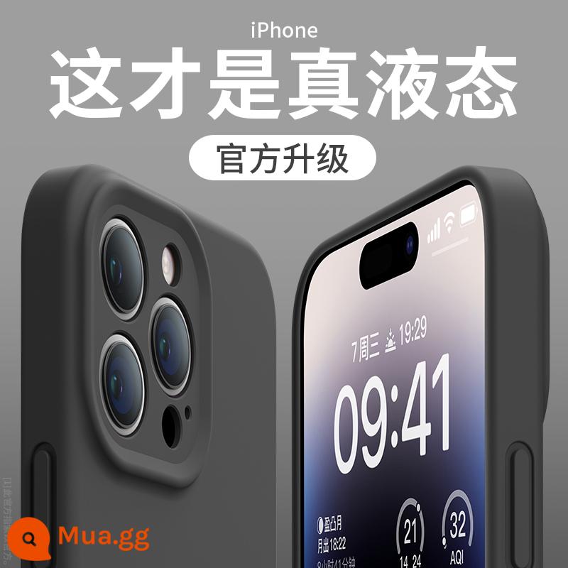 Thích hợp cho vỏ điện thoại di động Apple 14promax mới màu tím đậm iPhone13Pro silicone lỏng 12pm ống kính chống rơi toàn diện 11 màu trơn mẫu nữ cộng với cặp nam cao cấp đơn giản i - [màu than chì]