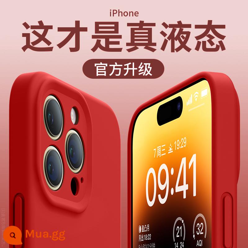 Thích hợp cho vỏ điện thoại di động Apple 14promax mới màu tím đậm iPhone13Pro silicone lỏng 12pm ống kính chống rơi toàn diện 11 màu trơn mẫu nữ cộng với cặp nam cao cấp đơn giản i - [Trung Quốc đỏ]