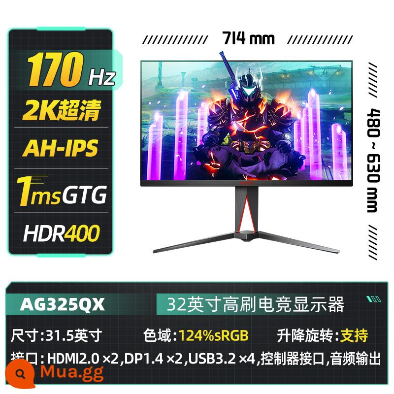 Màn hình chơi game AOC 2K165Hz Trò chơi đá gà cong 32 inch Phản hồi 1ms HD LCD 144hz Máy tính để bàn 34 Máy tính Màn hình cong CQ32G3SE 30 Màn hình PS5 Bên ngoài 4K 27 - Dòng tấn công tình yêu AG325QX (2K+170Hz+HDR400)