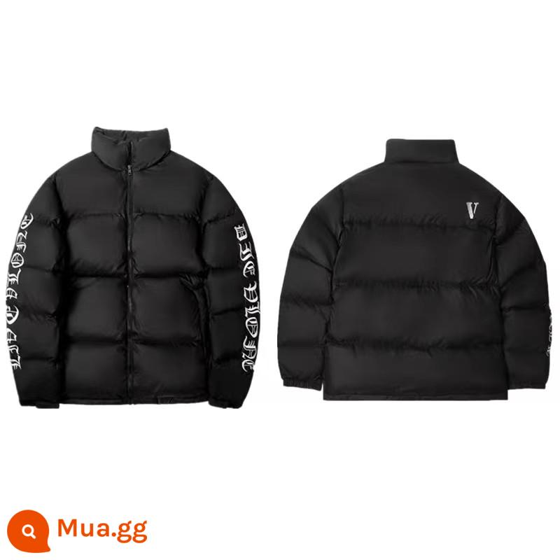 Chính Hãng VLONE Xuống Áo Khoác Đệm Lớn V Gothic Thêu Chữ Cổ Đứng Ấm Rời Mùa Đông Mỹ Áo Khoác - Chữ Gothic đen trắng [hỗ trợ nhận dạng sản phẩm đích thực]