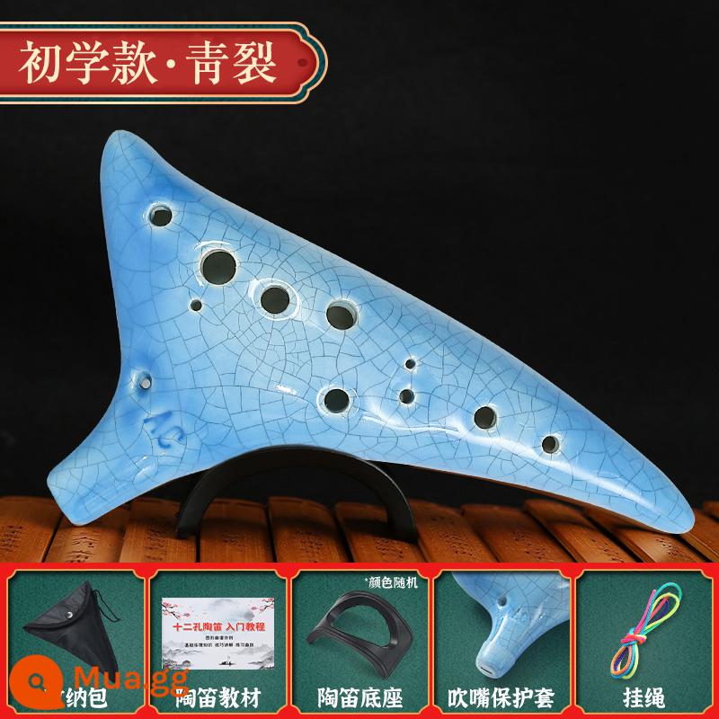 12 lỗ alto AC mục nhập cấp nhựa Ocarina cấp mới bắt đầu chữ miễn phí nhạc cụ chuyên nghiệp chống rơi sinh viên phím C - [Gốm] AC 12 lỗ nứt xanh + quà tặng