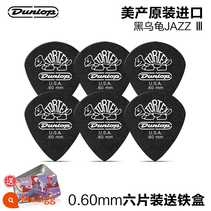 12 miếng gảy đàn Dunlop đàn guitar điện Dunlop chơi nhanh chống trượt đàn guitar dân gian gảy đàn jazz chú rùa nhỏ - 6 tờ | Quạ đen | 0,6mm