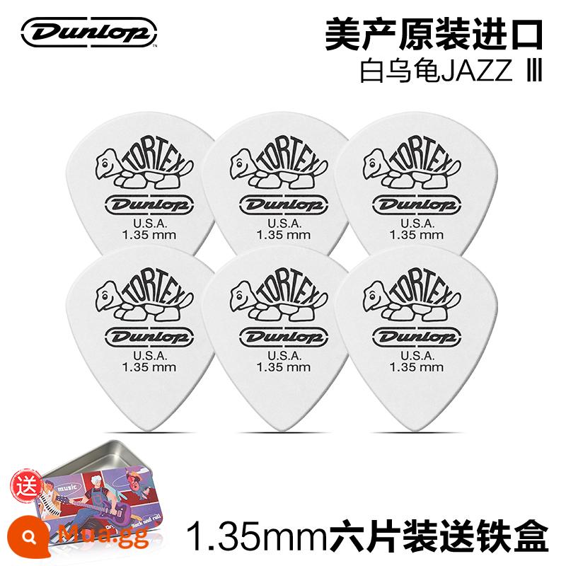 12 miếng gảy đàn Dunlop đàn guitar điện Dunlop chơi nhanh chống trượt đàn guitar dân gian gảy đàn jazz chú rùa nhỏ - 6 miếng|Rùa trắng|1.35mm