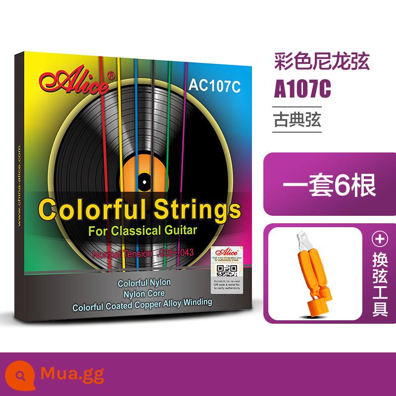 Chính Hãng Alice AJ500 Dây Đàn Guitar Cổ Điển Bạc Dây Nylon Bộ 6 Phụ Kiện Đàn Guitar Cổ Điển - Công cụ thay đổi chuỗi AC107C-N+