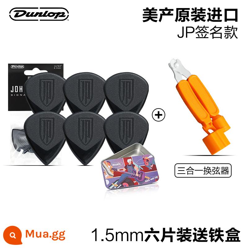 Sáu mảnh Dunlop Dunlop Electric Acoustic Plectrum JP Dream Theater Dân Gian Guitar Chơi Nhanh Quét Dây Lò Xo - [Gói 6 chiếc] 1.5mm + hộp sắt + dụng cụ thay dây