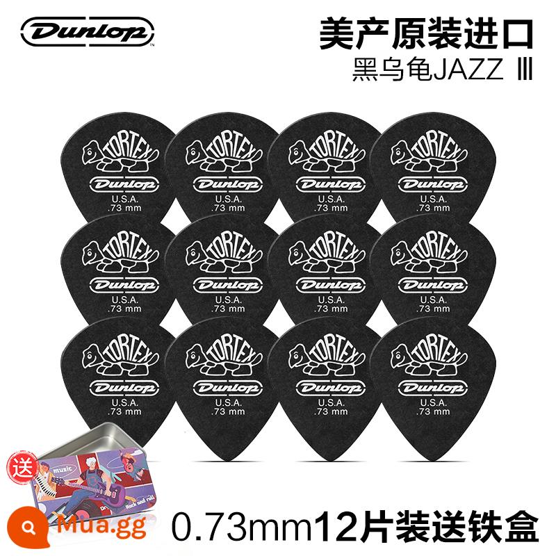 12 miếng gảy đàn Dunlop đàn guitar điện Dunlop chơi nhanh chống trượt đàn guitar dân gian gảy đàn jazz chú rùa nhỏ - 12 miếng|Rùa đen|0,73mm