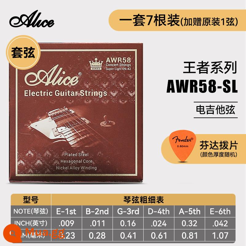 Xác Thực Dây Đàn Guitar Điện Alice A503 Đàn Guitar Điện 1 Dây 10 Dây 1 Dây Bộ 6 One Hyun Bộ - [King Series] AWR58SL+ quà tặng