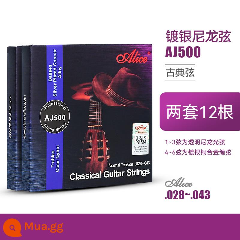 Chính Hãng Alice AJ500 Dây Đàn Guitar Cổ Điển Bạc Dây Nylon Bộ 6 Phụ Kiện Đàn Guitar Cổ Điển - [Bộ hai giá trị lớn] Dây cổ điển mạ bạc AJ500