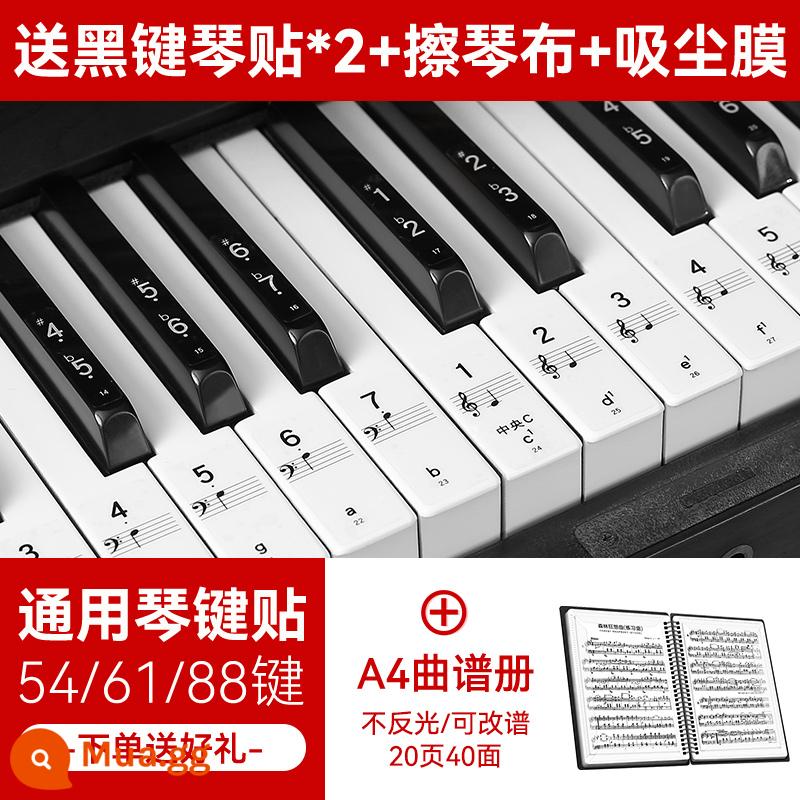 Nano Đàn Piano Miếng Dán Bàn Phím 88/61/54 Phím Bàn Phím Điện Tử Đa Năng Bàn Phím Điện Tử Mới Bắt Đầu Trẻ Em Ký Hiệu Âm Nhạc Note Miếng Dán - Miếng dán phím đàn piano không keo nano + quà tặng + sổ nhạc A4 (có thể sửa đổi)