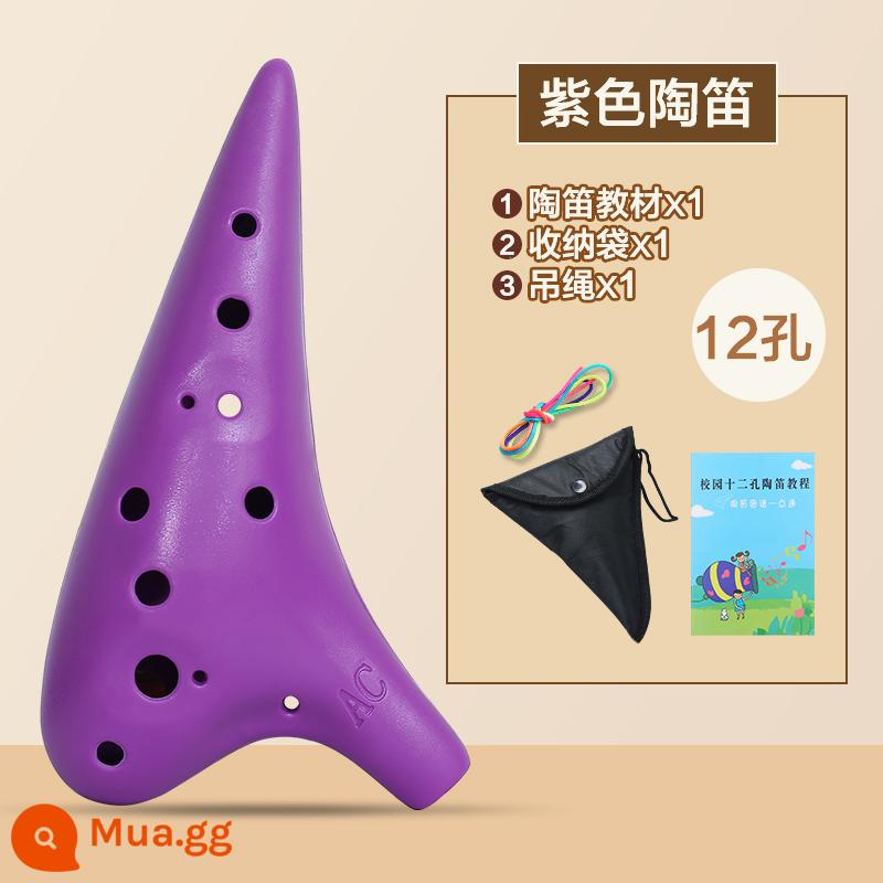 12 lỗ alto AC mục nhập cấp nhựa Ocarina cấp mới bắt đầu chữ miễn phí nhạc cụ chuyên nghiệp chống rơi sinh viên phím C - AC 12 lỗ tím + quà tặng